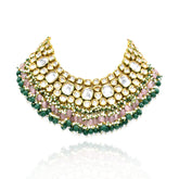 Faiza Pink Green Kundan Set - The Pashm